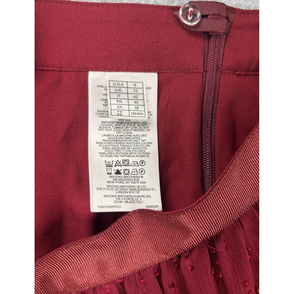 Brooks Brothers Burgundy Dot Flowy Chiffon A-line Skirt‎ SIZE 6